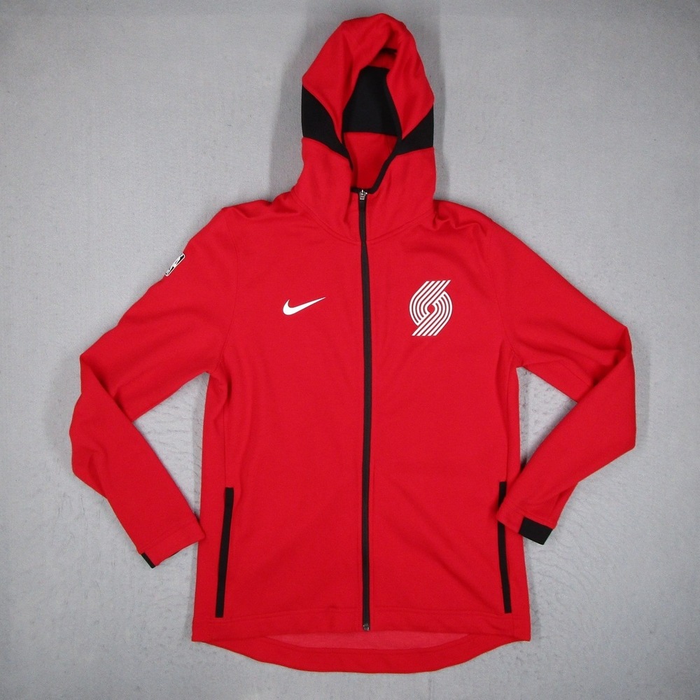 Nike NBA Portland Trail Blazers Showtime Hoodie Red Full Zip 940906-657 Mens L
